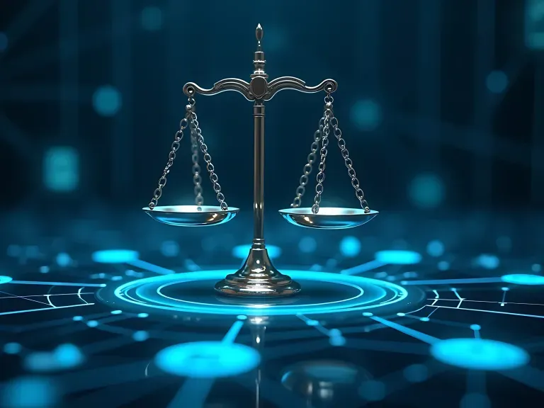 Eine Pendelwaage auf einem digitalen Untergrund