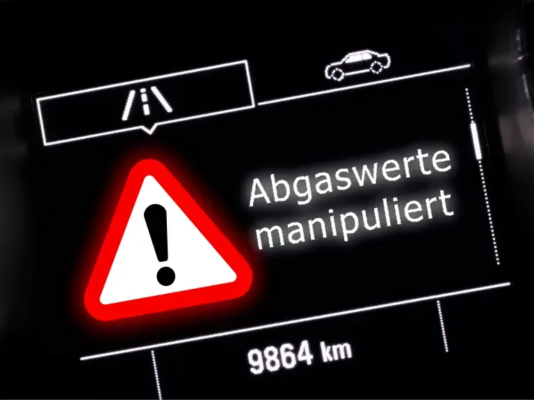 Tacho mit einer Einblendung Abgaswerte manipuliert