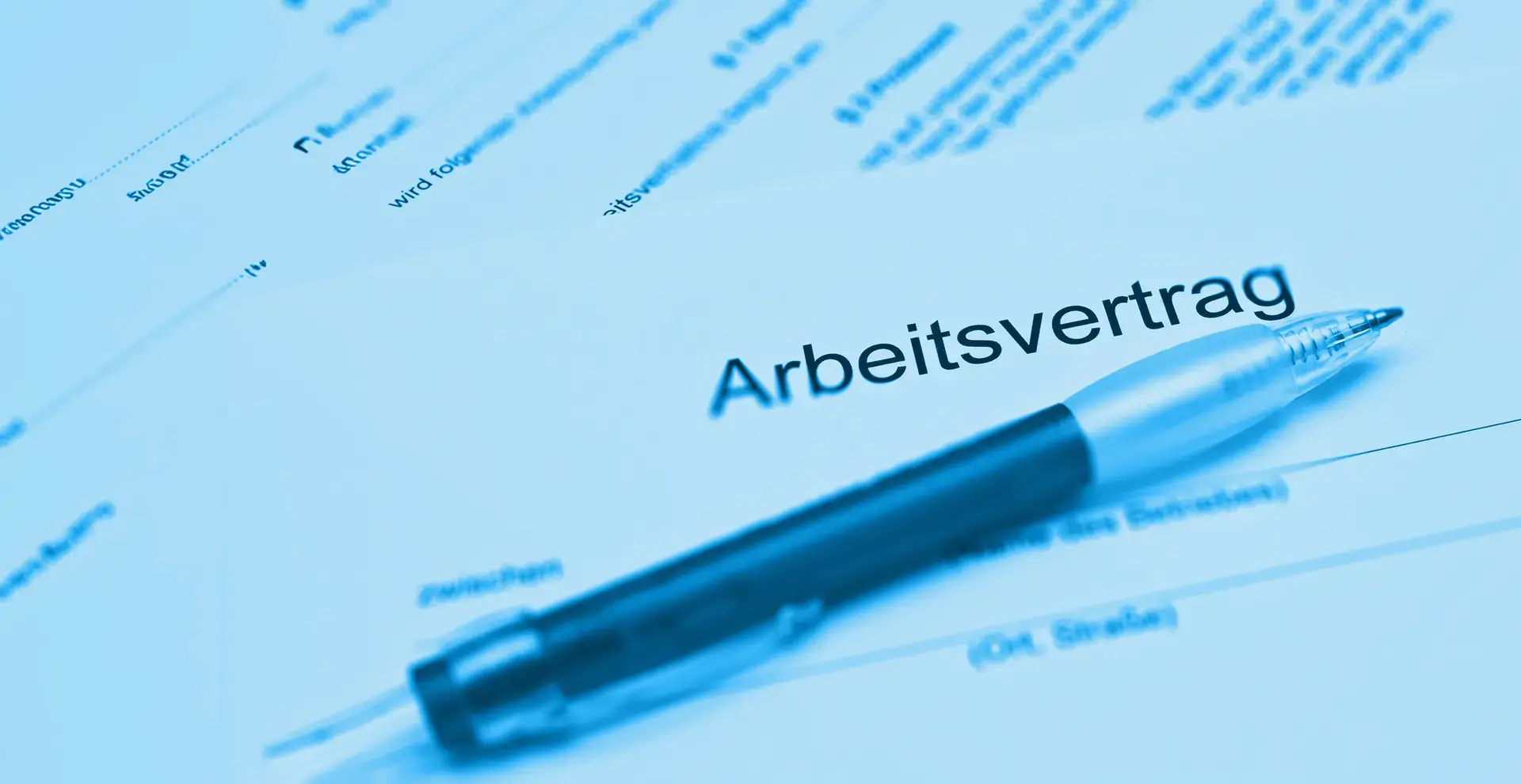 Teilausschnitt eines Arbeitsvertrages auf dem ein Stift liegt