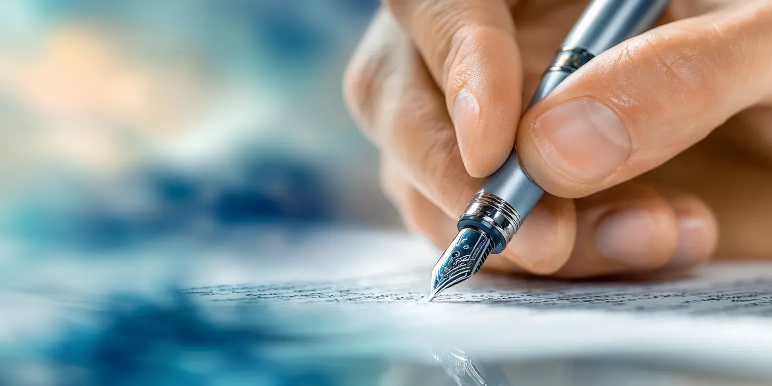 Eine Hand, die mit einem Füller unterschreibt