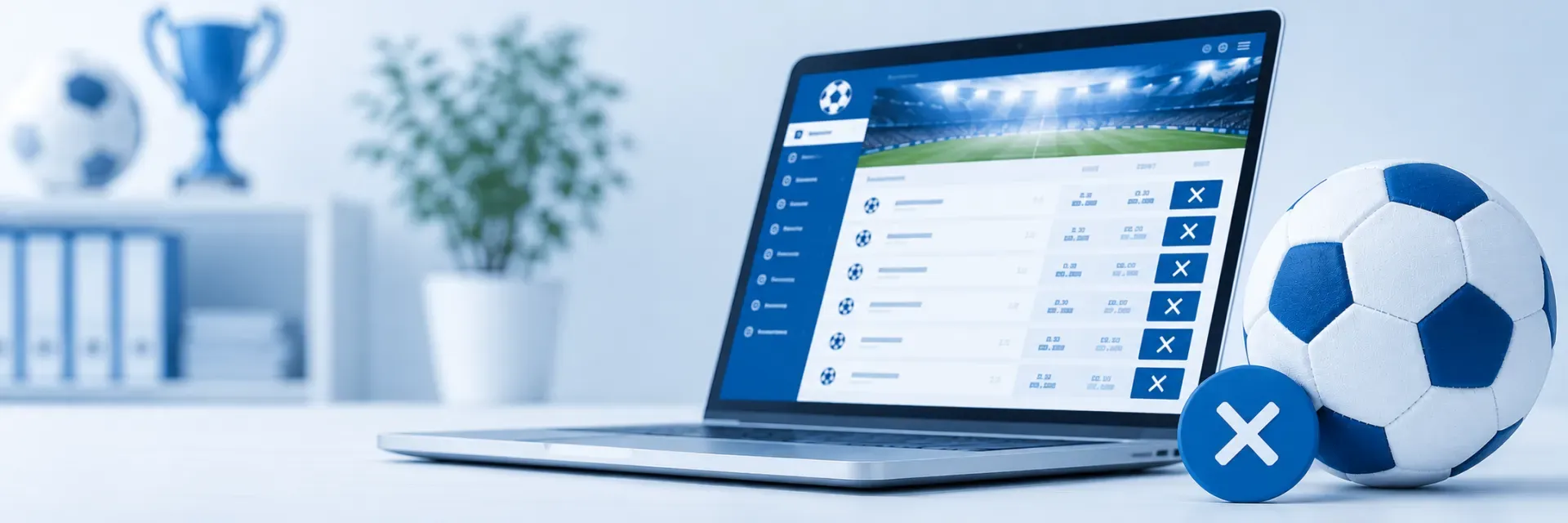 Ein Laptop mit einer geöffneten Wettseite und ein Fussball