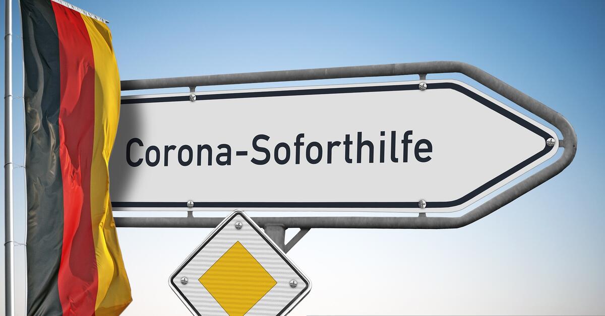 Corona-Soforthilfe, Straßenschild