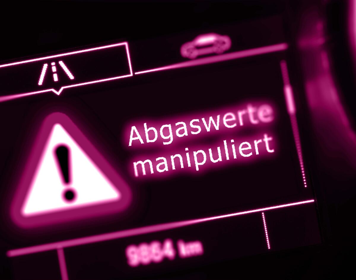 Eine Displayanzeige: Manipulierte Abgasswerte