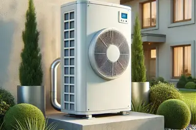 Wärmepumpe vor Haus