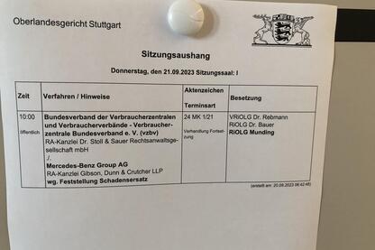 Aushang am OLG Stuttgart